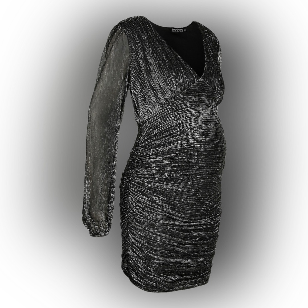 Boohoo Metallic Ruched Dress - Picture 5 of 9